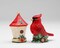 Ceramic Cardinal Bird & Bird House Salt & Pepper Shakers, Gift for Her, Gift for Mom, Kitchen Décor, Birdwatcher Gift, Christmas Decor